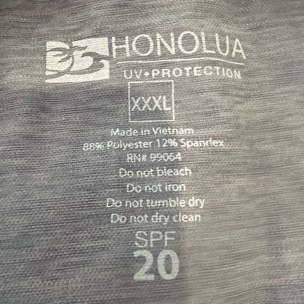 Honolua Mens Long Sleeve Rashguard Surf Shirt 3XL Gray Hawaii UPF 30+ Loose Fit - Picture 5 of 7